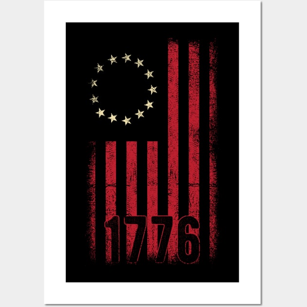 Betsy Ross Distressed Flag with 13 Stars for Protesters Wall Art by clickbong12